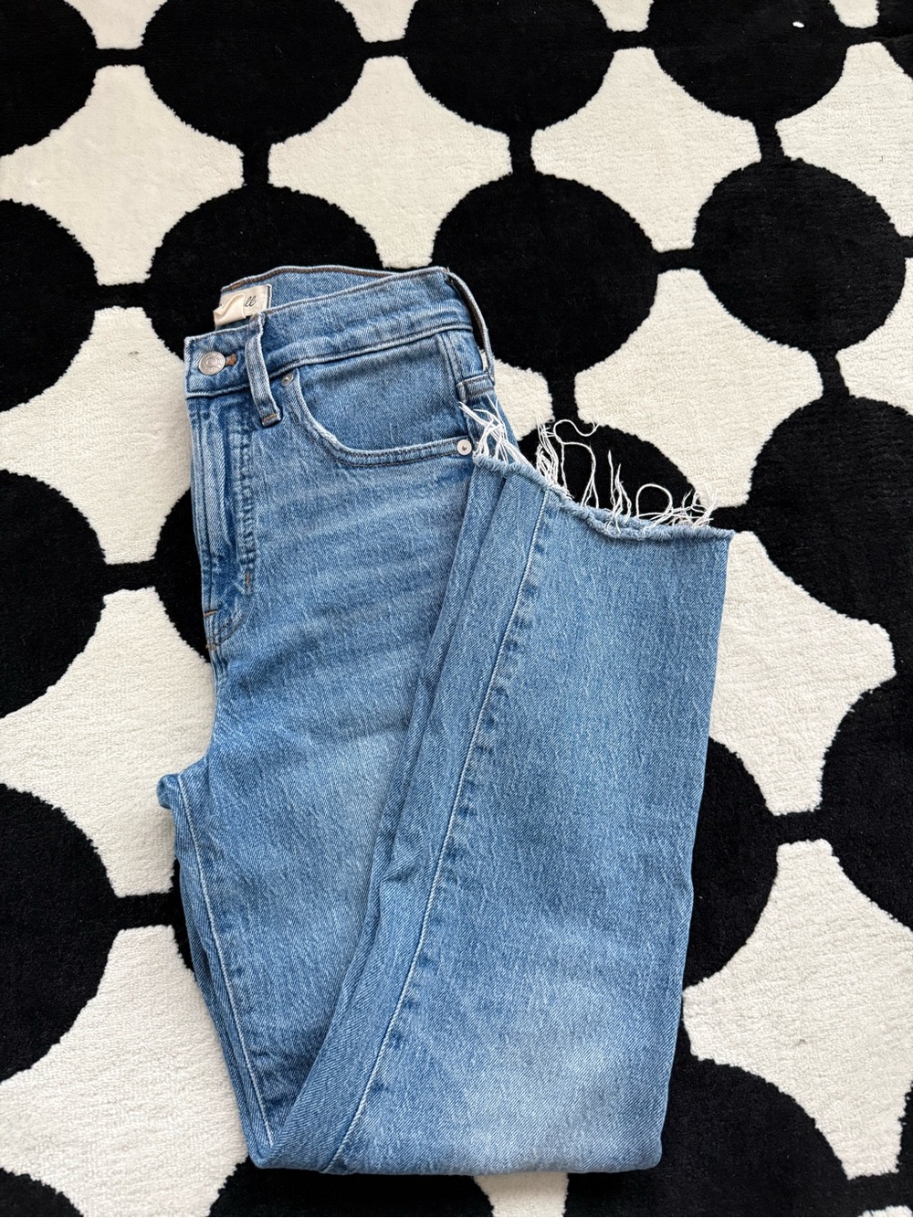Madewell Light Blue Straight Leg Jeans with Frayed Hem